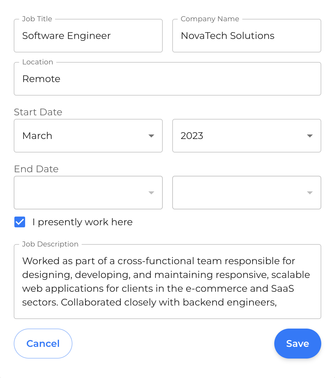 Step 1 — Fill in your experience